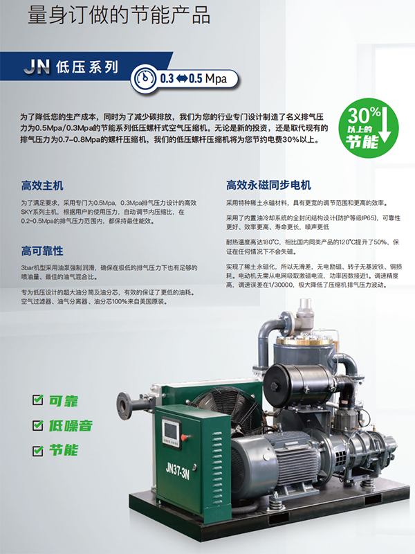 JN高低壓系列微油螺旋桿式空氣壓縮機